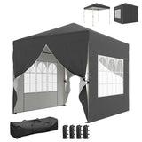 8.2 x 8.2 ft Pop-Up Canopy Tent with 4 Sidewalls & Sandbags, Dark Grey