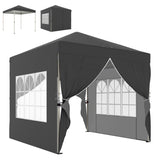 8.2 x 8.2 ft Pop-Up Canopy Tent with 4 Sidewalls & Sandbags, Dark Grey
