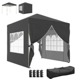 8.2 x 8.2 ft Pop-Up Canopy Tent with 4 Sidewalls & Sandbags, Dark Grey