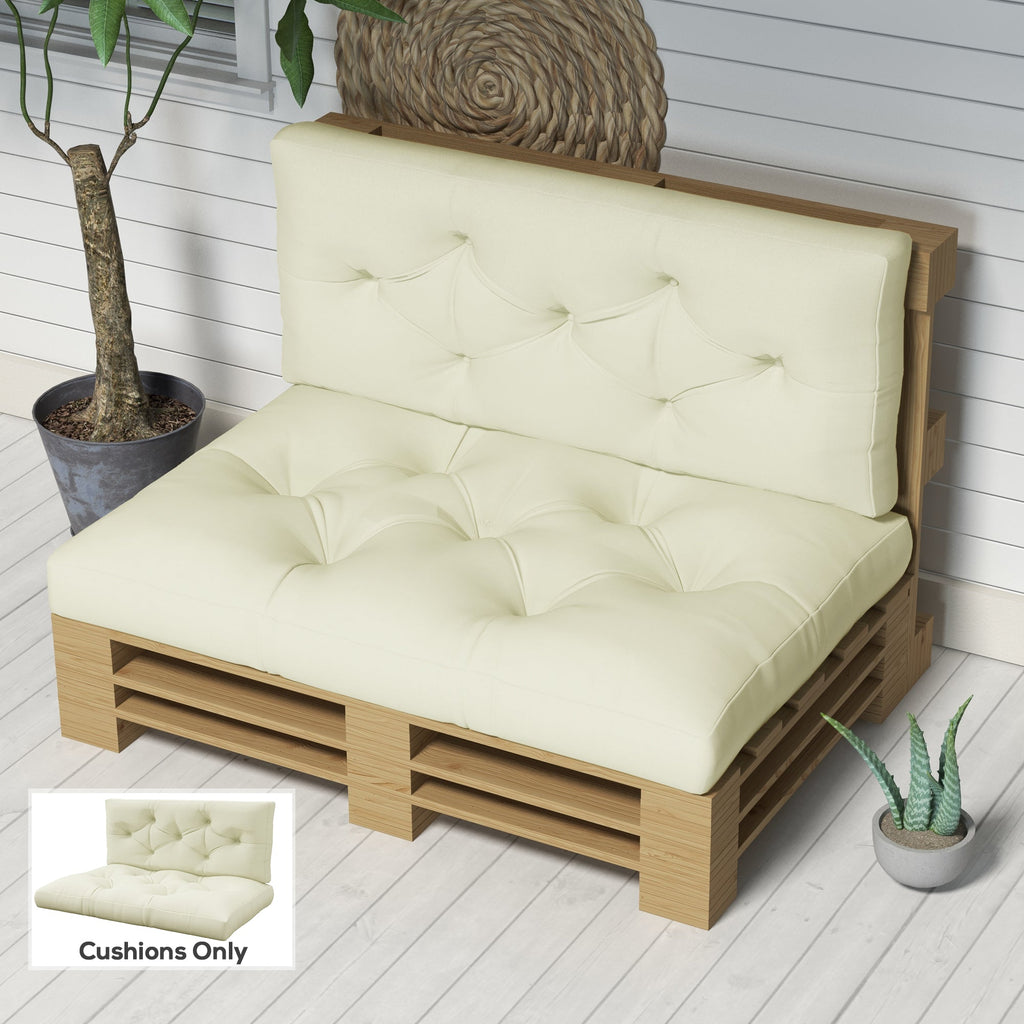 2-Seater 5" Thick Outdoor Seat Cushions with Back for Loveseat, Cream White