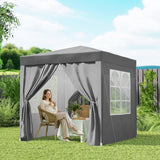 6.6' x 6.6' Pop-Up Canopy Tent with Removable Sidewalls and Carry Bag, Grey