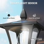 63" Solar Lamp Post Lights 2 Pack with Planter, Waterproof LED, Black