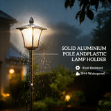 63" Solar Lamp Post Lights 2 Pack with Planter, Waterproof LED, Black