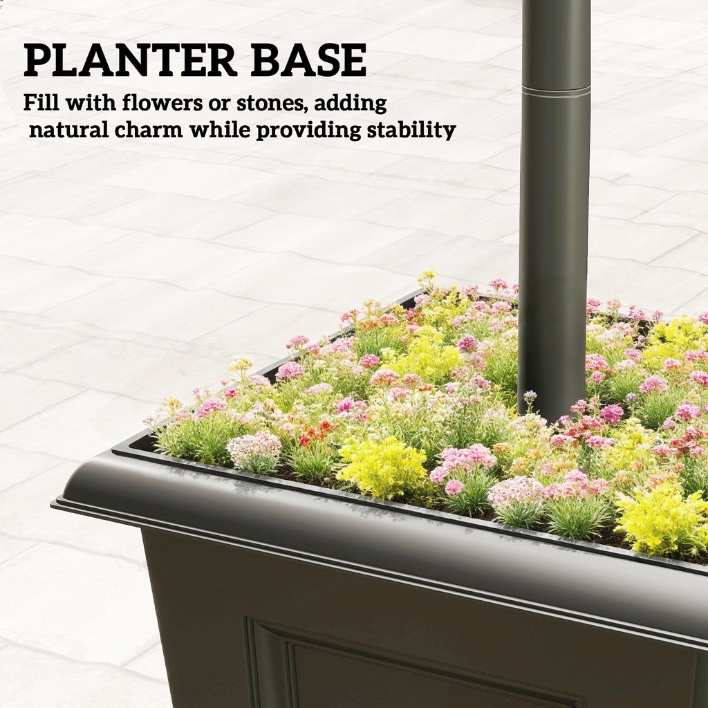 63" Solar Lamp Post Lights 2 Pack with Planter, Waterproof LED, Black