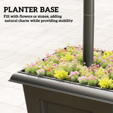 63" Solar Lamp Post Lights 2 Pack with Planter, Waterproof LED, Black