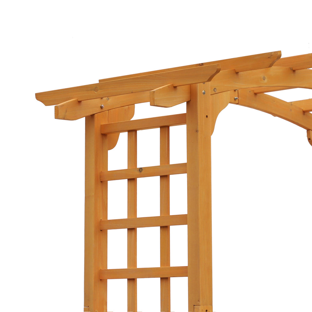 90in Wooden Garden Arbor with Trellis Wall for Climbing Plants, Wedding & Backyard Decor