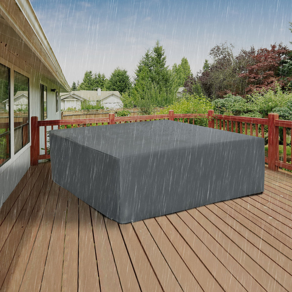 80.7" x 75.6" x 24" Waterproof Patio Furniture Cover, Grey