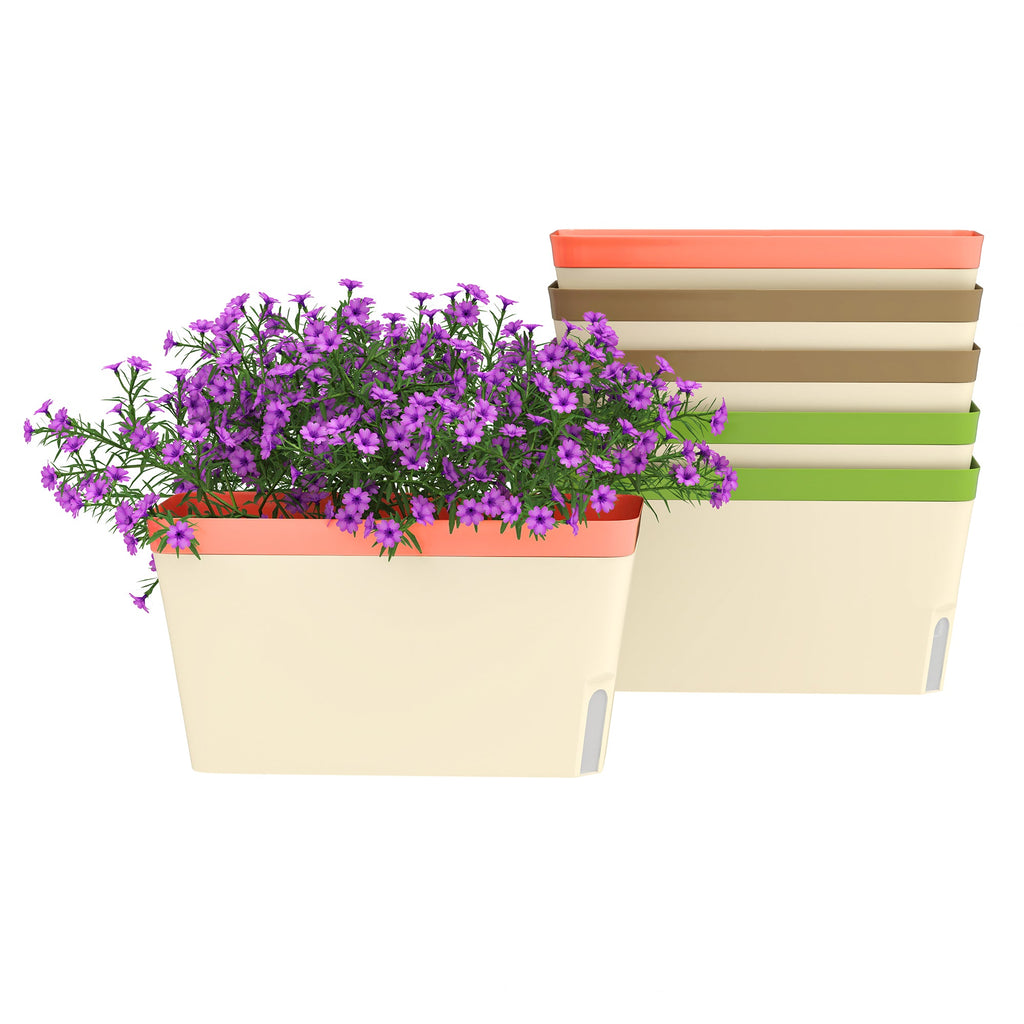 6 Pack 10.5" Self-Watering Planter Boxes with Water Level Indicator