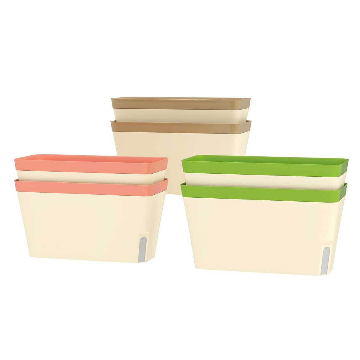 6 Pack 10.5" Self-Watering Planter Boxes with Water Level Indicator