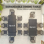 150/225 x 85 x 75 cm Extending Garden Table for 6-8, Dark Grey