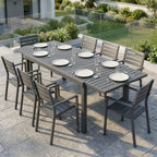 150/225 x 85 x 75 cm Extending Garden Table for 6-8, Dark Grey