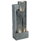 3-Tier Water Feature with LED Lights, Planter and Pump, Dark Grey