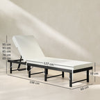 Folding Rattan Sun Lounger with Cushion and 6-Level Backrest, Black