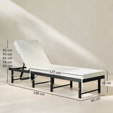 Folding Rattan Sun Lounger with Cushion and 6-Level Backrest, Black