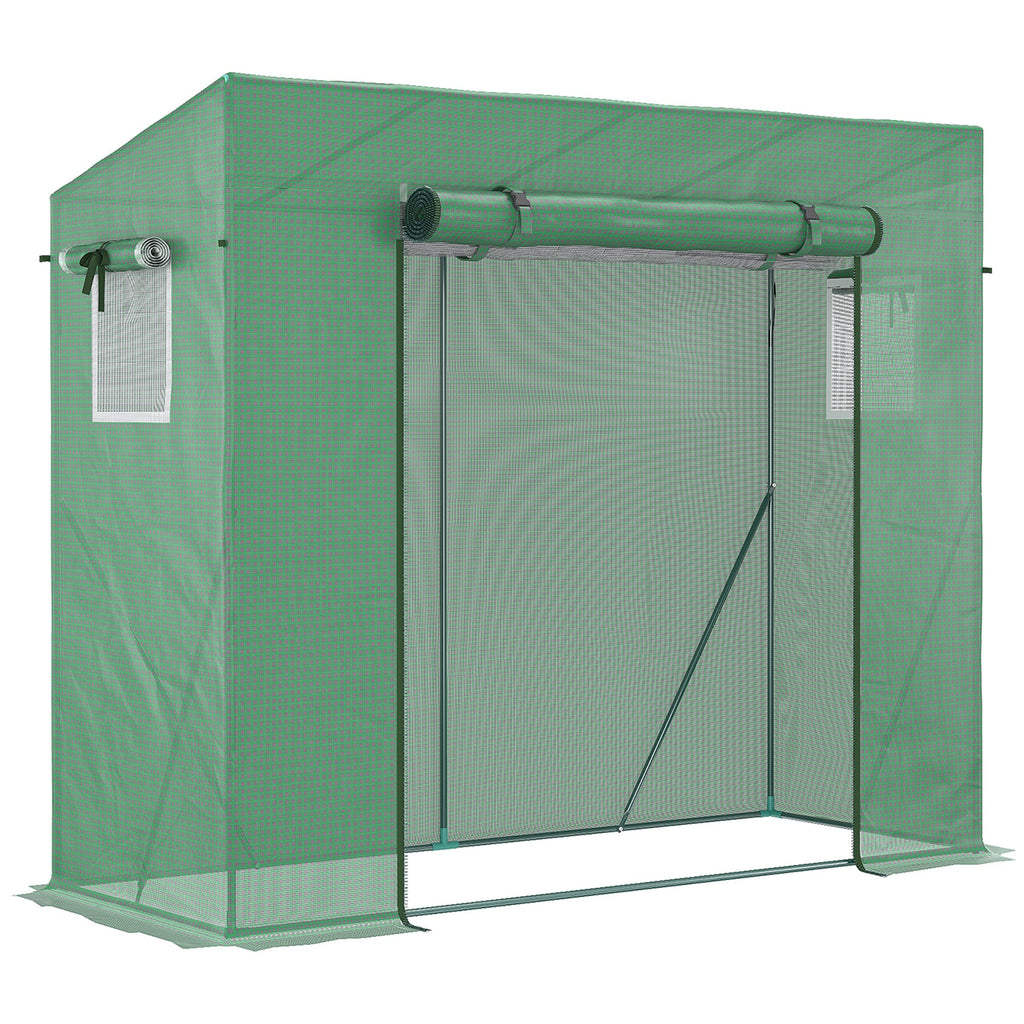 6.6' x 2.5' x 5.5' Walk-in Greenhouse with Door and Window, Green