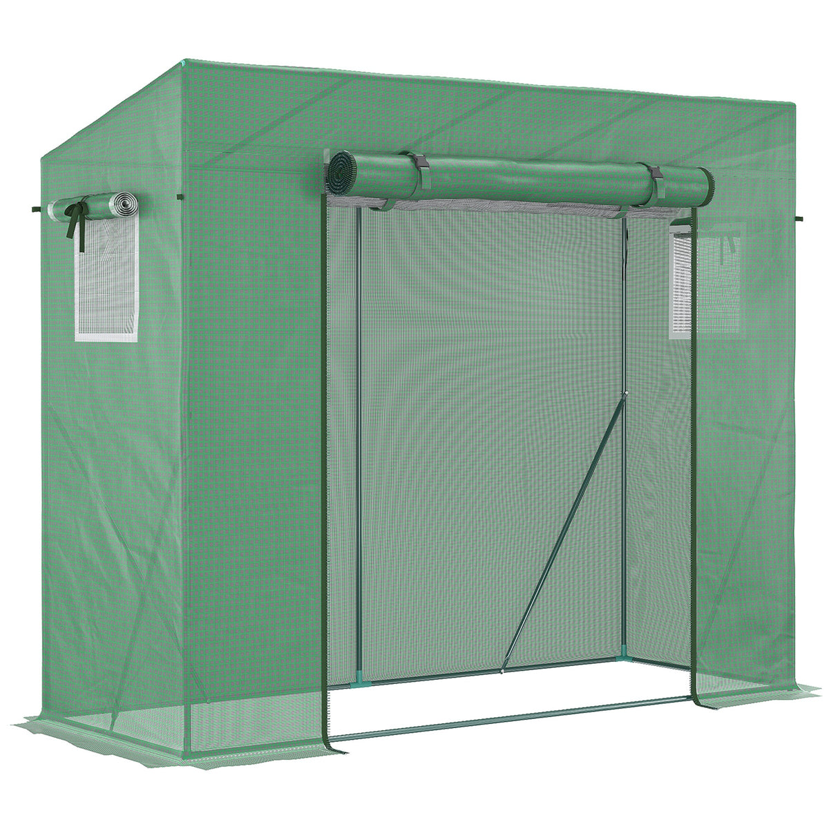 6.6' x 2.5' x 5.5' Walk-in Greenhouse with Door and Window, Green