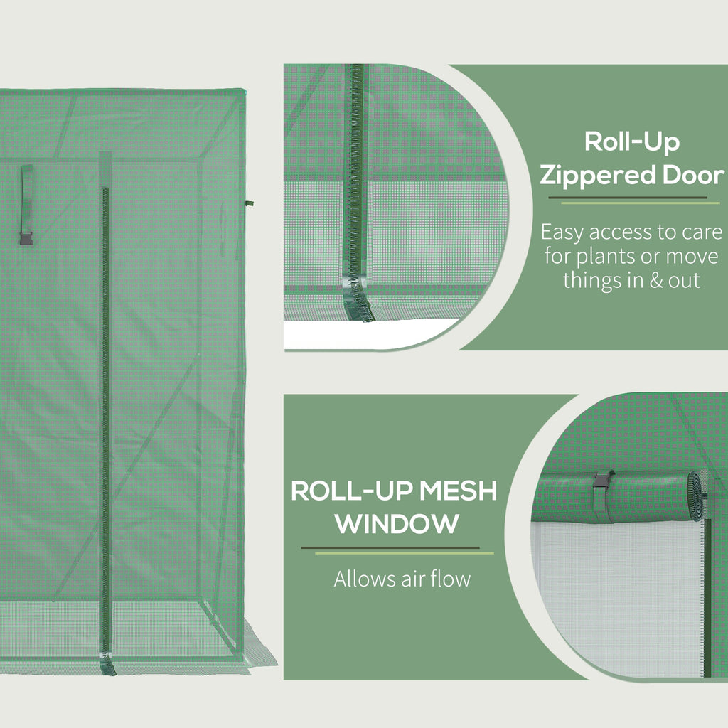6.6' x 2.5' x 5.5' Walk-in Greenhouse with Door and Window, Green