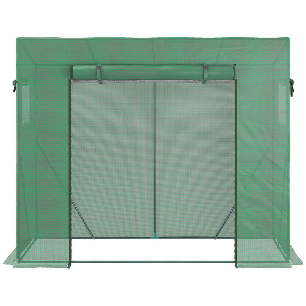 6.6' x 2.5' x 5.5' Walk-in Greenhouse with Door and Window, Green