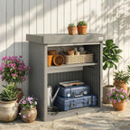 82 Gallon Outdoor Storage Box with Roll-Up Door and Removable Shelf, Grey