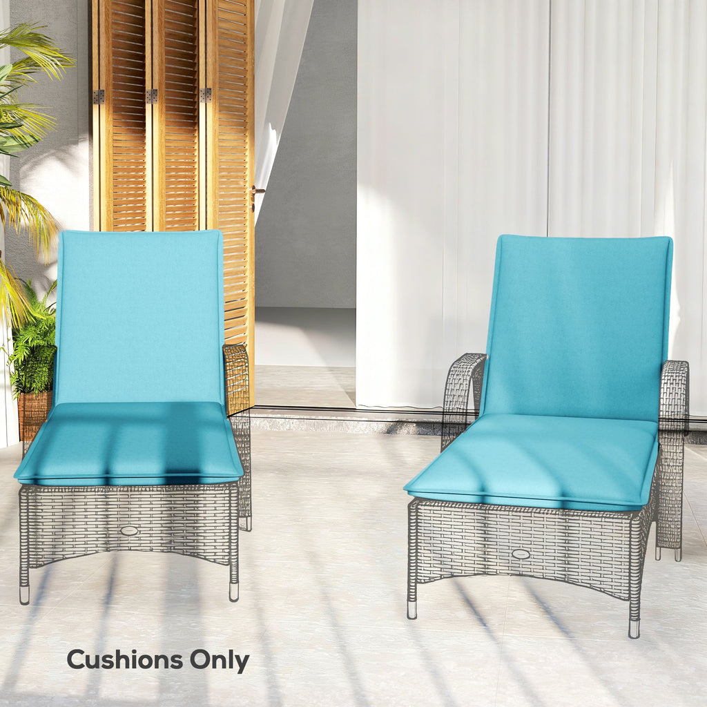 2-Piece Outdoor Lounge Chair Cushions, 76" x 23", Light Blue