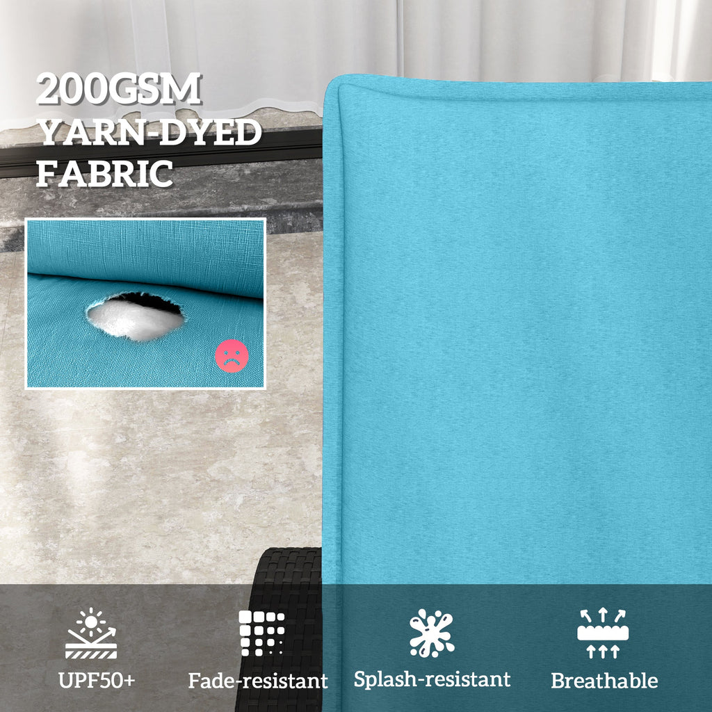 2-Piece Outdoor Lounge Chair Cushions, 76" x 23", Light Blue