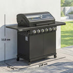 6+1 Burner Gas BBQ Grill with Cabinet and Viewing Window, Black