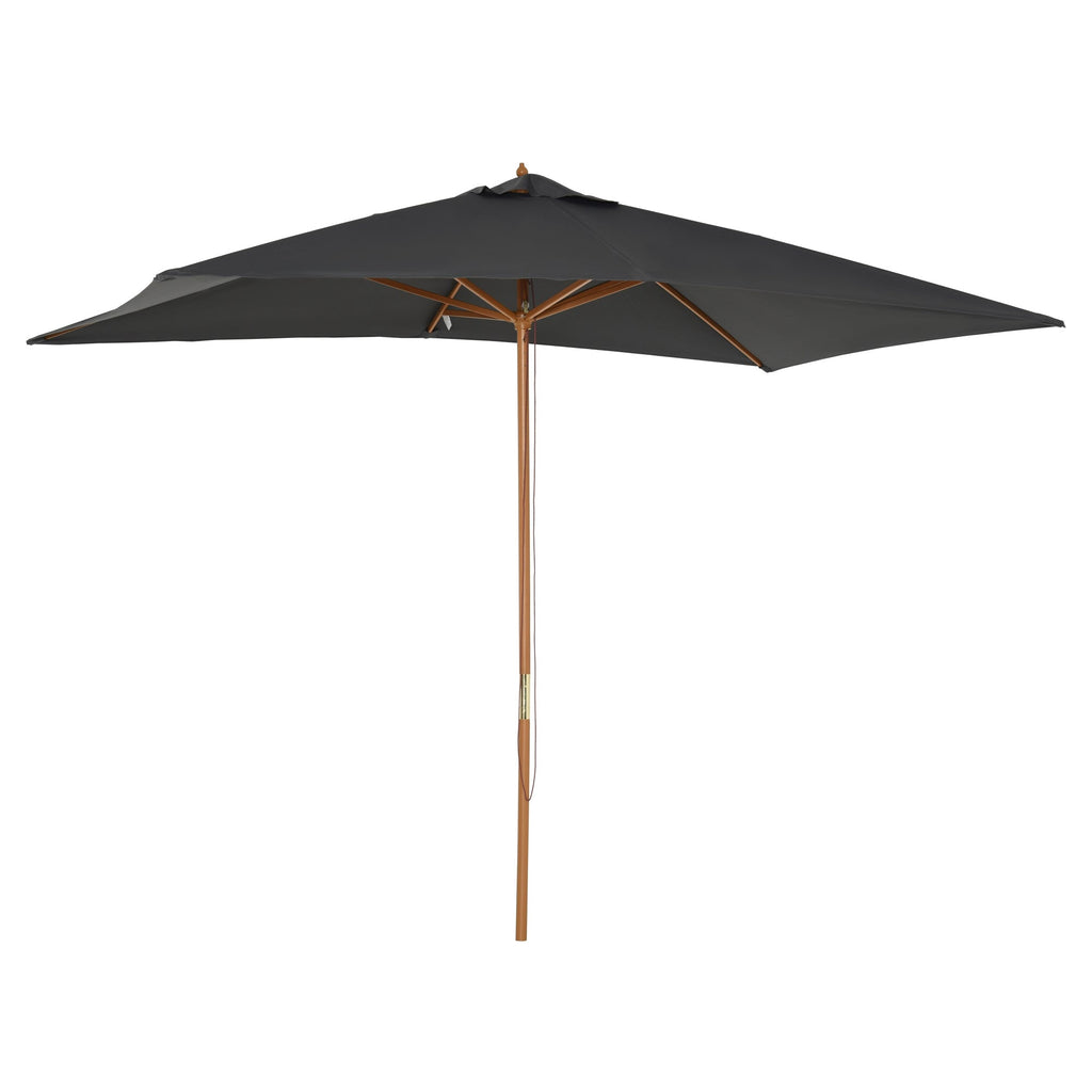 7' x 10' Wooden Patio Umbrella with Top Vent, Dark Grey