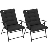 Set of 2 Folding Outdoor Dining Chairs with Adjustable Backrest, Black