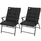 Set of 2 Folding Outdoor Dining Chairs with Adjustable Backrest, Black