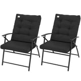 Set of 2 Folding Outdoor Dining Chairs with Adjustable Backrest, Black