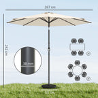 2.7 m Garden Parasol with Cross Base, Sandbag and Tilt, Cream White
