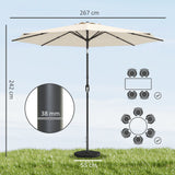 2.7 m Garden Parasol with Cross Base, Sandbag and Tilt, Cream White