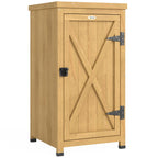 Wooden Garden Shed with Galvanised Top, Shelf and Door, Light Brown