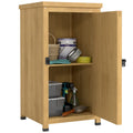 Wooden Garden Shed with Galvanised Top, Shelf and Door, Light Brown