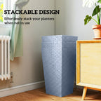 3 Piece 24" Tall Planters with Drainage Holes, Light Gray