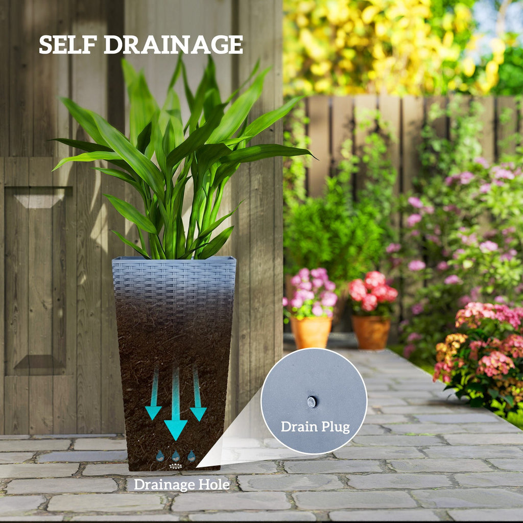 3 Piece 24" Tall Planters with Drainage Holes, Light Gray