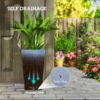 3 Piece 24" Tall Planters with Drainage Holes, Light Gray
