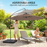 3 m Cantilever Parasol with Weights, Cover & Cross Base, Coffee