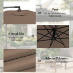 3 m Cantilever Parasol with Weights, Cover & Cross Base, Coffee