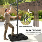 3 m Cantilever Parasol with Weights, Cover & Cross Base, Coffee