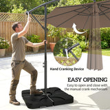 3 m Cantilever Parasol with Weights, Cover & Cross Base, Coffee
