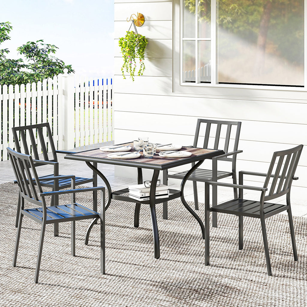 37" Square Outdoor Dining Table with Umbrella Hole, Gray
