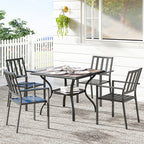 37" Square Outdoor Dining Table with Umbrella Hole, Gray