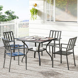 37" Square Outdoor Dining Table with Umbrella Hole, Gray