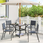 37" Square Outdoor Dining Table with Umbrella Hole, Gray