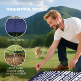 9' x 18' Reversible Outdoor Rug, Blue White Geometric