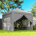 10' x 10' Outdoor Pop-Up Party Tent with Carry Bag, Light Grey