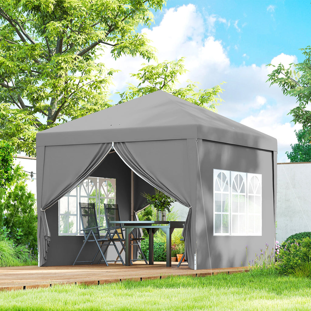 10' x 10' Outdoor Pop-Up Party Tent with Carry Bag, Light Grey