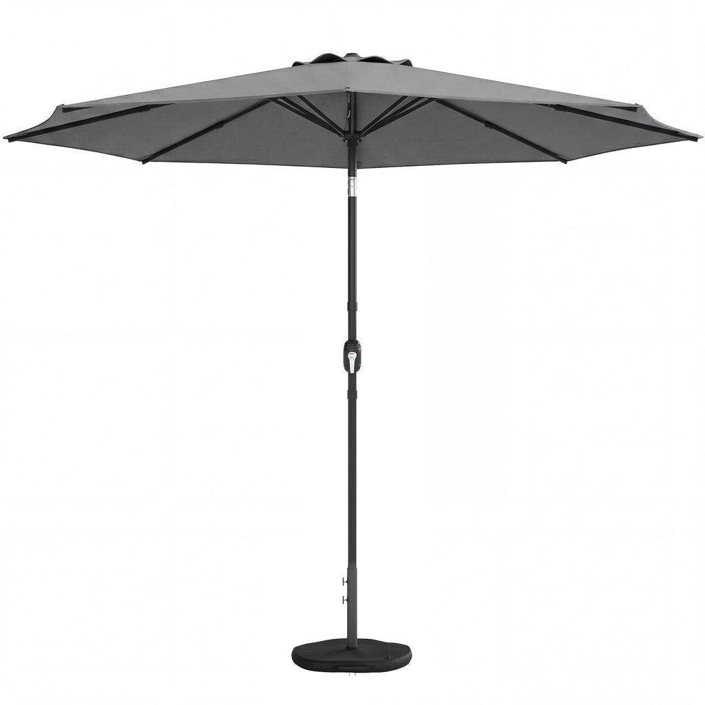 2.7 m Garden Parasol with Cross Base, Sandbag and Tilt, Light Grey
