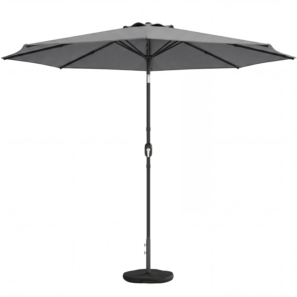 2.7 m Garden Parasol with Cross Base, Sandbag and Tilt, Light Grey